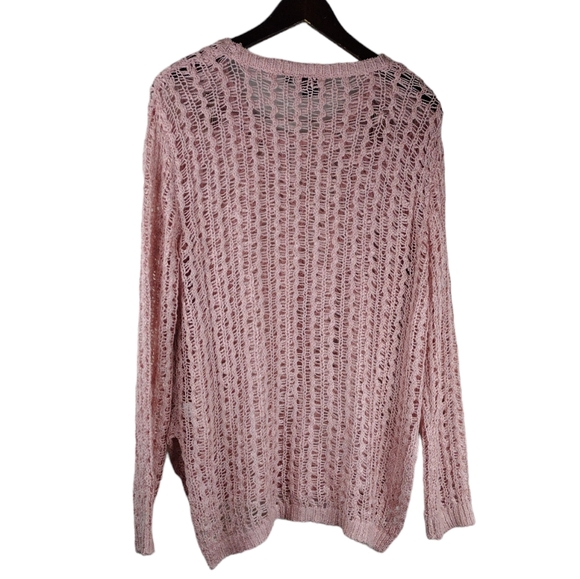 MAK Sweater Oversized Pink Holey Sweater - Size Medium - Picture 2 of 3